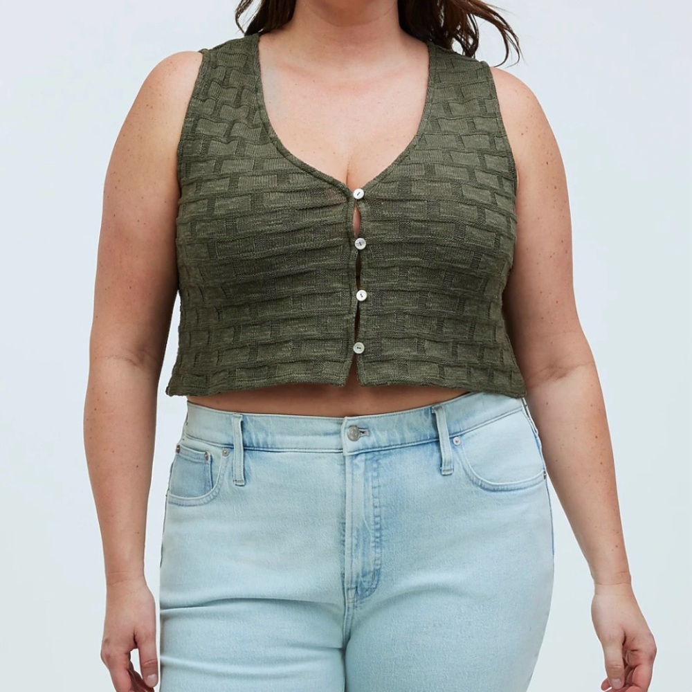 NWT Madewell Basketweave-Stitch Vest - Capers